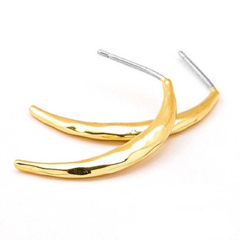 Any 3/$25! Gold Curved Horn Stud Earrings - Picture 2 of 5